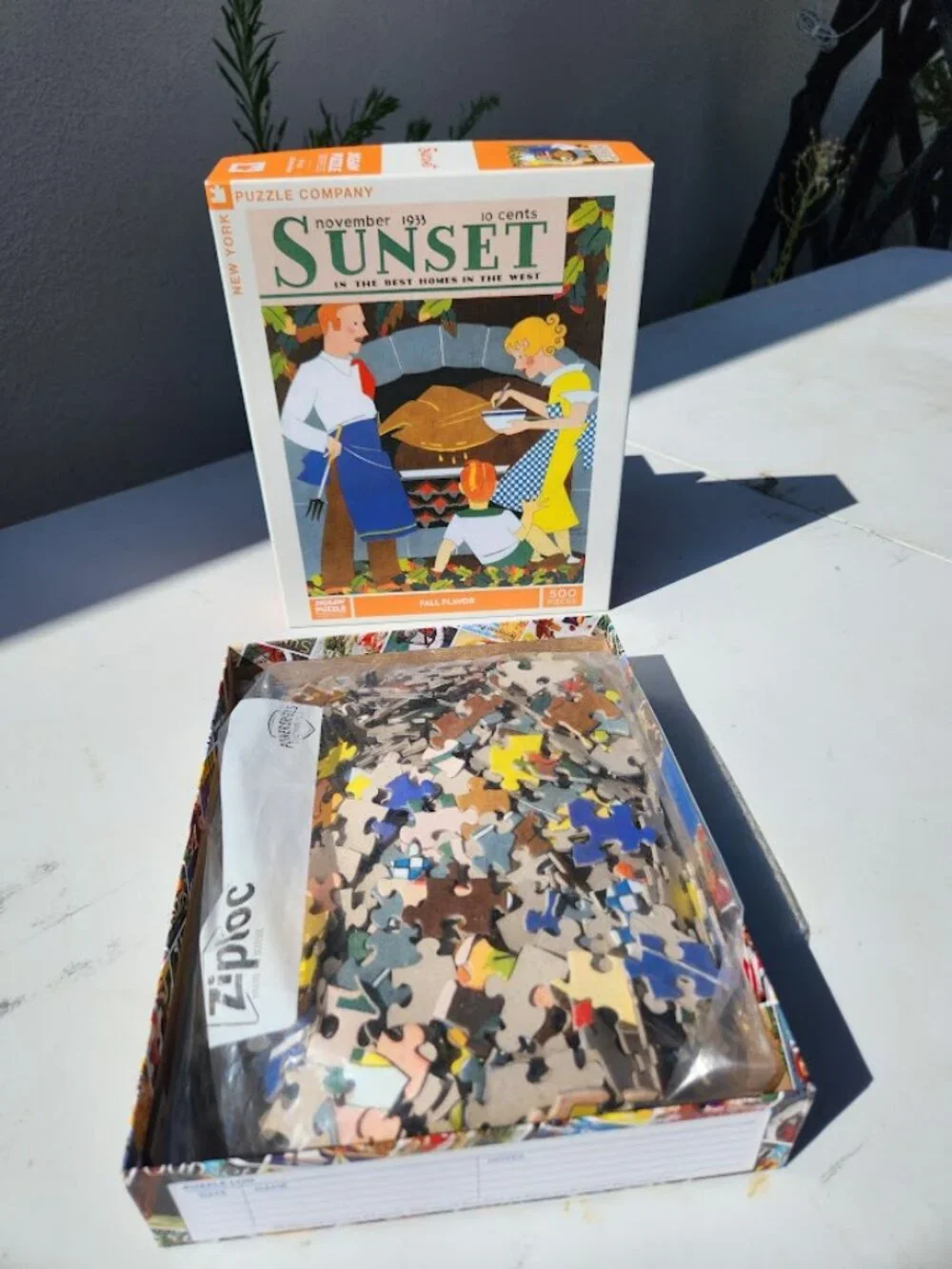 500 Piece New York Puzzle Company Jigsaw Puzzle Fall Flavor Vintage Sunset Magaz